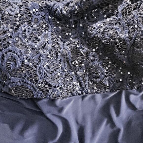 RM Richards Royal Blue Sequin Bodice Sleeveless Long Lined Formal Dress Size 14W - Picture 8 of 9